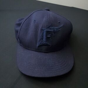 Florida Marlins Hat Men Black 7 3/4 New Era NCAA 59 Fifty Wool Fish Logo Vintage